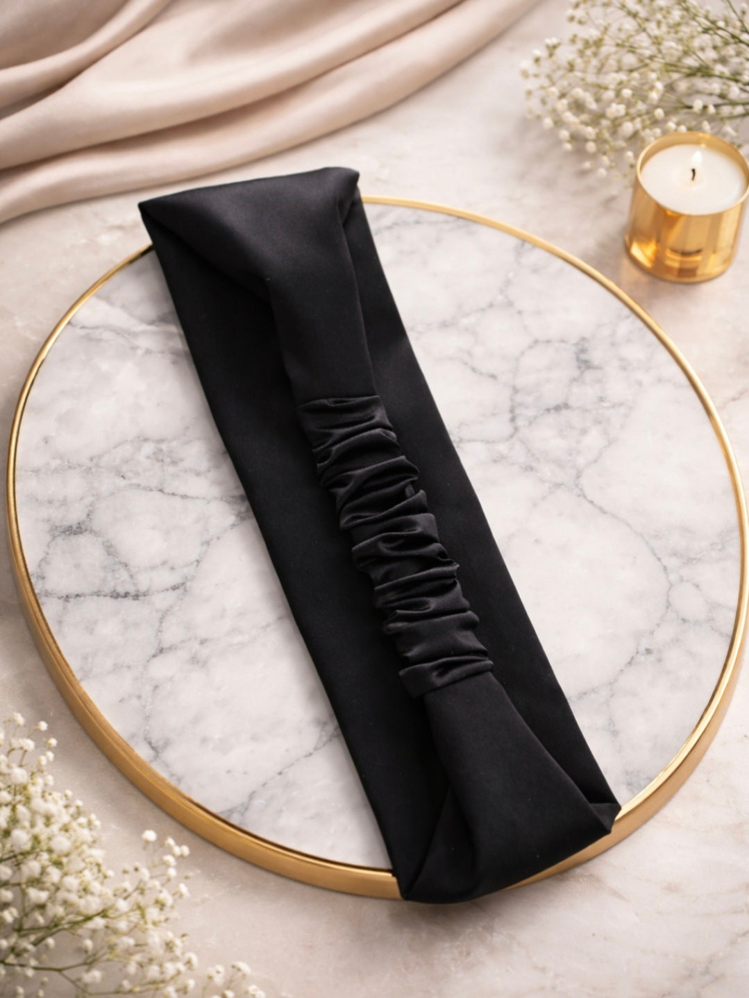 Šilkinė galvajuostė - juoda