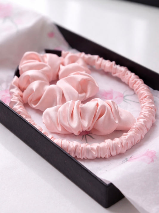 Šilko aksesuarų rinkinys „Baby Pink“