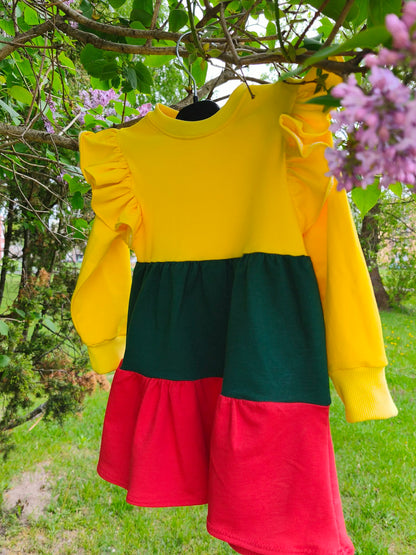 Lietuviško stiliaus trikotažinė suknelė mergaitei 🇱🇹