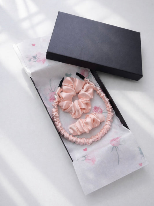 Šilko aksesuarų rinkinys „Baby Pink“